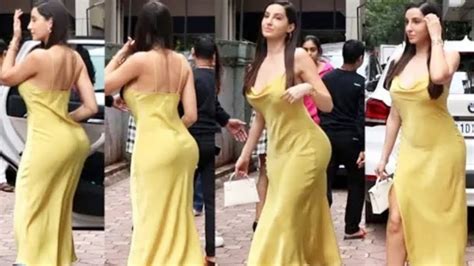 nora fatehi yellow dress.